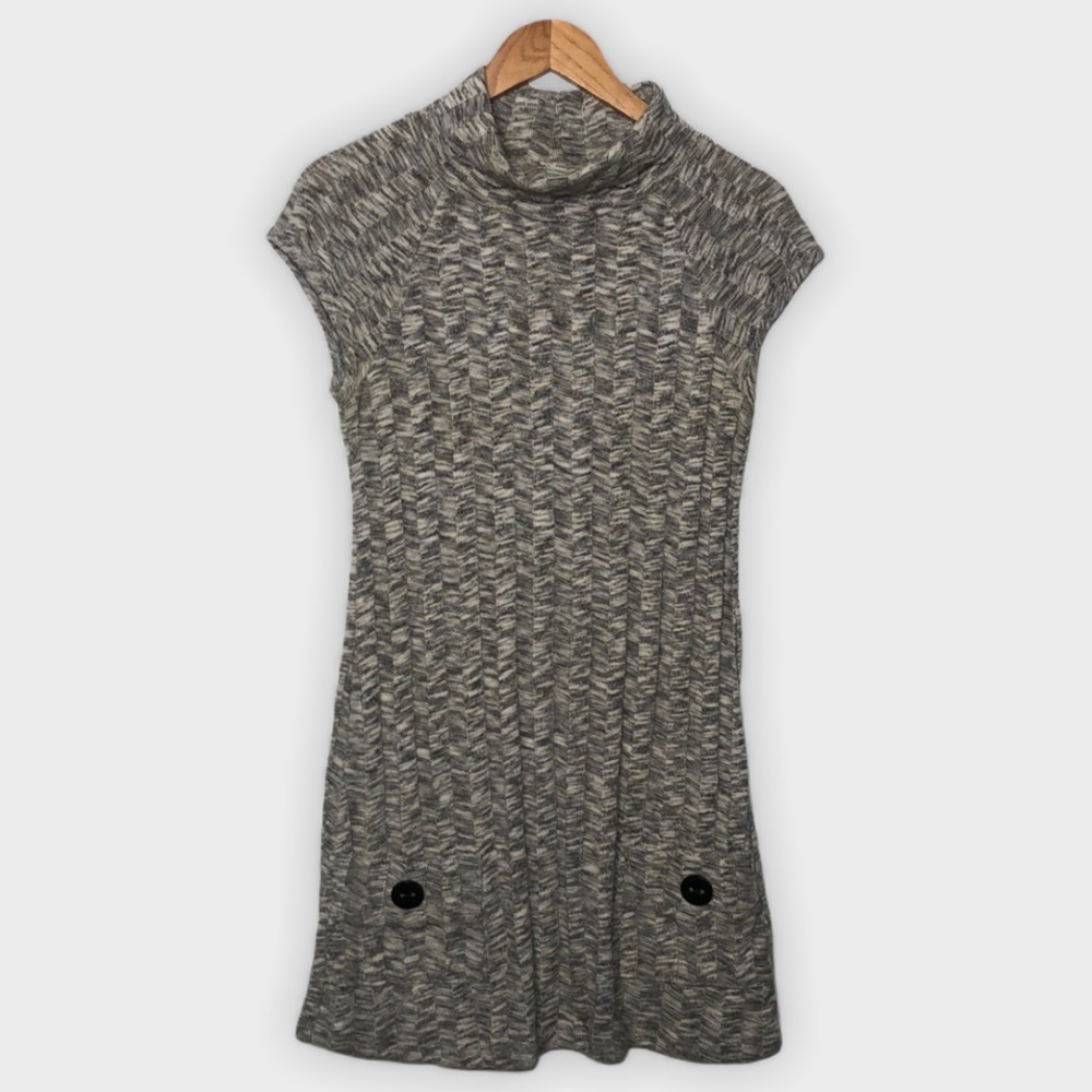 Style Biz Gray Knit Mock Neck Tunic Sweater Medium